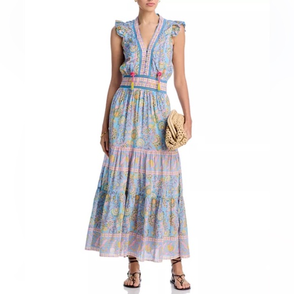 Floral Maxi Dress - Blue and White - Picture 12 of 14